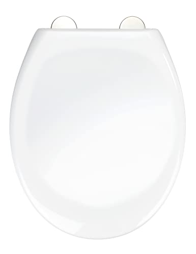 WENKO WC-Sitz Mod. Ios Toilettensitz mit Easy-Close Absenkautomatik und Fix-Clip Hygiene Befestigung rutschfest und bruchsicher aus Thermoplast mit Edelstahl Befestigung 37,5 x 45 cm Weiß von WENKO