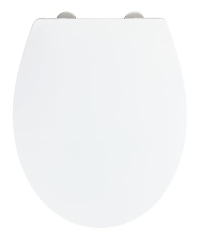 WENKO WC-Sitz Mod. Ostuni, Toilettensitz mit Absenkautomatik, 300 kg Belastung, WC-Deckel mit Easy-Close, für sanftes Deckelschließen, Toilettenbrille aus recyclebarem Thermoplast, 37 x 44,5 cm, Weiß von WENKO