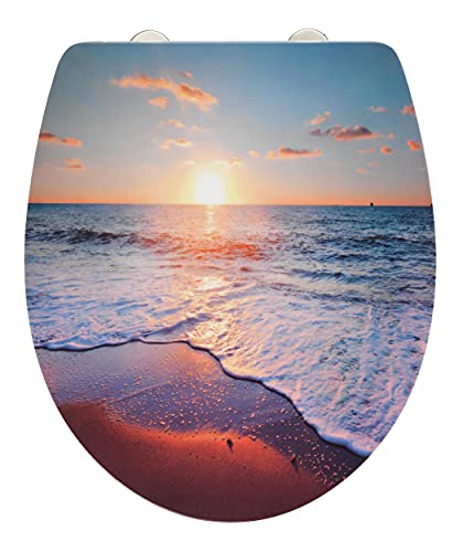 WENKO WC-Sitz Sunset, Hochglanz-Toilettensitz, hygienischer WC-Deckel mit Absenkautomatik und Fix-Clip Befestigung aus antibakteriellem Duroplast WENKO WC-Sitz Sunset, Hochglanz-Toilettensitz, hygienischer WC-Deckel mit Absenkautomatik und Fix-Clip Befestigung aus antibakteriellem Duroplast von WENKO