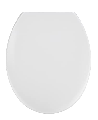 WENKO WC-Sitz Mod. Vigone antibakteriell Duroplast weiß bruchsicher Kratzfest rostfreie Edelstahl-Befestigung Maße 37,5 x 45 cm 38 x 44 cm 23,5 x 28 cm von WENKO