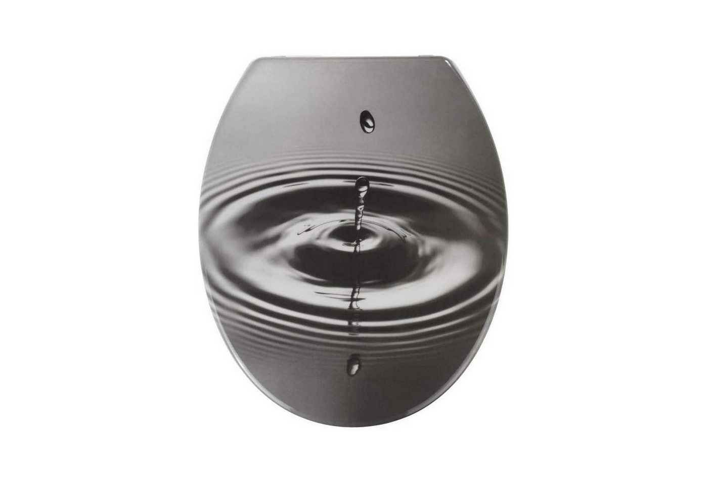 WENKO WC-Sitz WC-Sitz Duroplast WC Toiletten Sitz Waterdrop Toilettensitz Grau (1-St), mit Absenkautomatik, Fix-Clip Befestigung von WENKO