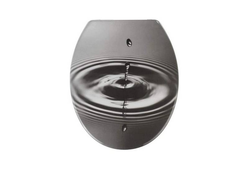 WENKO WC-Sitz WC-Sitz Duroplast WC Toiletten Sitz Waterdrop Toilettensitz Grau (1-St), mit Absenkautomatik, Fix-Clip Befestigung von WENKO
