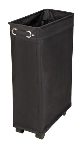 WENKO Wäschesammler Corno Schwarz, schmaler Wäschekorb mit vier leichtgängigen Rollen, Wäschetruhe aus 100% Polyester, Fassungsvermögen 43 L, (B x H x T): 18,5 x 60 x 40 cm von WENKO