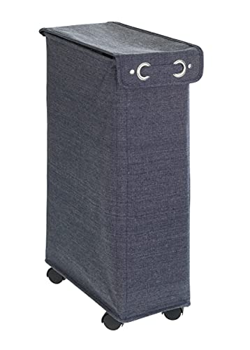 WENKO Wäschesammler Corno Prime Blau, Wäschekorb mit Deckel, 43 l von WENKO