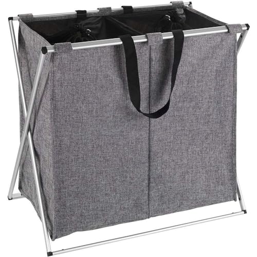 WENKO Wäschesammler Mod. Duo Stabiler Wäschekorb mit Deckel und Tragegriffen 120 l Stauraum Grau Meliert (B x H x T) 59 x 57 x 38 cm Abnehmbarer Sack von WENKO