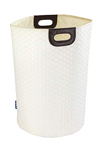 WENKO Wäschesammler Wabo Beige - Wäschekorb Fassungsvermögen: 75 l, Polyester, 40 x 60 x 40 cm, Beige von WENKO