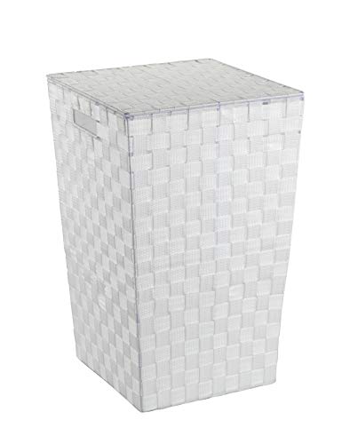 WENKO Wäschetruhe Adria Square Weiß - Wäschekorb mit Deckel Fassungsvermögen: 48 l, Polypropylen, 33 x 53 x 33 cm, Weiß von WENKO
