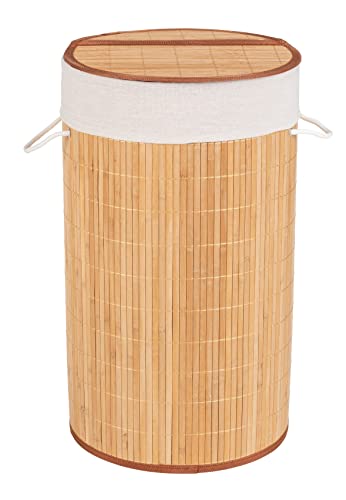 WENKO Wäschetruhe Bamboo Natur - Wäschekorb, mit Wäschesack Fassungsvermögen: 55 l, Bambus, 35 x 60 x 35 cm, natur von WENKO