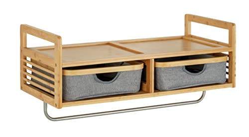 WENKO Wandgarderobe Bahari, hochwertiges Wandregal aus nachhaltigem Bambus, mit 2 Schubladen, Ablage und Kleiderstange, viel Platz für Accessoires und Kleidung, 67 x 30 x 30 cm von WENKO