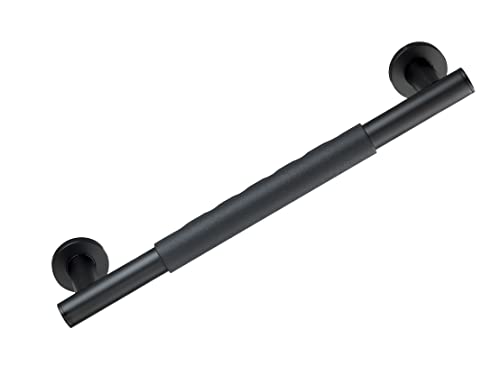 WENKO Wandhaltegriff Secura 40,5 cm, Bad-Sicherheitsgriff und Gleichgewichtsstütze für Badezimmer, Dusche, Wanne oder WC, aus rostfreiem Edelstahl mit Rutschfester Soft-Touch-Grifffläche, Schwarz von WENKO
