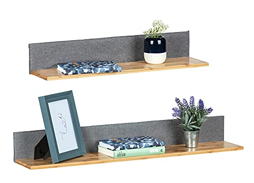 WENKO Wandregal Bahari, 2er Set, hochwertige Wohnregale aus nachhaltigem Bambus kombiniert mit trendigem grauem Polyester, bietet dekorativ Platz für Accessoires, 60 x 10 x 15 cm & 80 x 10 x 15 cm WENKO Wandregal Bahari, 2er Set, hochwertige Wohnregale aus nachhaltigem Bambus kombiniert mit trendigem grauem Polyester, bietet dekorativ Platz für Accessoires, 60 x 10 x 15 cm & 80 x 10 x 15 cm von WENKO
