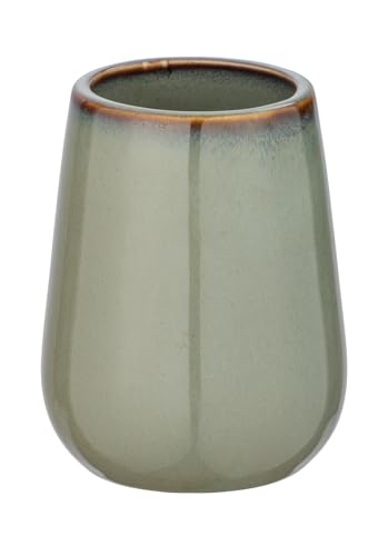 WENKO Zahnbürstenhalter Sirmione, aus Keramik, Zahnputzbecher für Zahnbürste und Zahnpasta, dekoratives Badaccessoire, Becherrand in Kupfer, für Gäste-WC & Bad, Ø 8 x 10,5, Grün/Kupfer WENKO Zahnbürstenhalter Sirmione, aus Keramik, Zahnputzbecher für Zahnbürste und Zahnpasta, dekoratives Badaccessoire, Becherrand in Kupfer, für Gäste-WC & Bad, Ø 8 x 10,5, Grün/Kupfer von WENKO