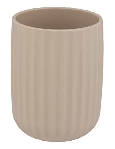 WENKO Zahnputzbecher Agropoli Beige, Zahnbürstenhalter für Zahnbürste und Zahnpasta aus hochwertigem Kunststoff mit plastischer Formgebung und strukturierter Oberfläche, BPA-frei, Ø 7,5 x 10 cm von WENKO