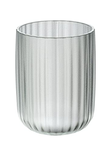 WENKO Zahnputzbecher Agropoli Transparent, Zahnbürstenhalter für Zahnbürste und Zahnpasta aus hochwertigem Kunststoff mit plastischer Formgebung und gefrosteter Oberfläche, Ø 7,5 x 10 cm von WENKO