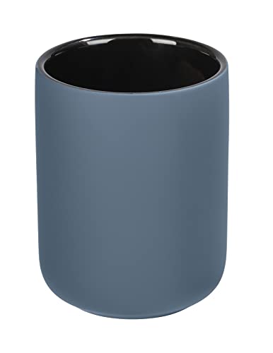 WENKO Zahnputzbecher Avellino, Keramik Zahnbürstenhalter mit Soft-Touch Oberfläche, Ø 8,5 x 11 cm, mattiert, Taubenblau von WENKO
