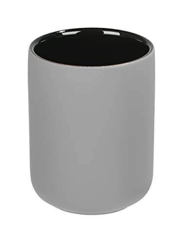 WENKO Zahnputzbecher Avellino, Keramik Zahnbürstenhalter mit Soft-Touch Oberfläche, Ø 8,5 x 11 cm, mattiert, Grau von WENKO