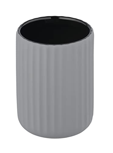 WENKO Zahnputzbecher Belluno, hochwertiger Zahnbürstenhalter für Zahnbürste und Zahnpasta aus edler Keramik mit modernen Rundungen, geriffelte Soft-Touch Oberfläche in mattem Grau/Schwarz, Ø 8 x 11 cm WENKO Zahnputzbecher Belluno, hochwertiger Zahnbürstenhalter für Zahnbürste und Zahnpasta aus edler Keramik mit modernen Rundungen, geriffelte Soft-Touch Oberfläche in mattem Grau/Schwarz, Ø 8 x 11 cm von WENKO