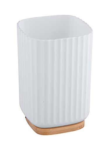 WENKO Zahnputzbecher Rotello, Becher zum Zähneputzen aus Kunststoff und Boden aus Bambus, Abstellmöglichkeit für Zahnputz-Utensilien mit griffiger Rillenstruktur, Ø 8,6 x 11,1 cm, Weiß/Natur WENKO Zahnputzbecher Rotello, Becher zum Zähneputzen aus Kunststoff und Boden aus Bambus, Abstellmöglichkeit für Zahnputz-Utensilien mit griffiger Rillenstruktur, Ø 8,6 x 11,1 cm, Weiß/Natur von WENKO