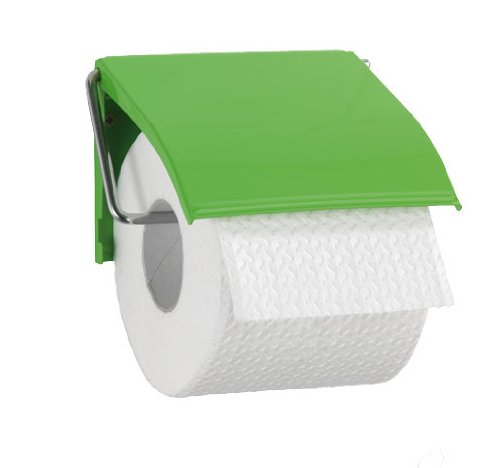 Wenko 18272100 Toilettenpapierrollenhalter Retoro - Stahl lackiert, 13 x 12.5 x 1.5 cm, grün glänzend von WENKO