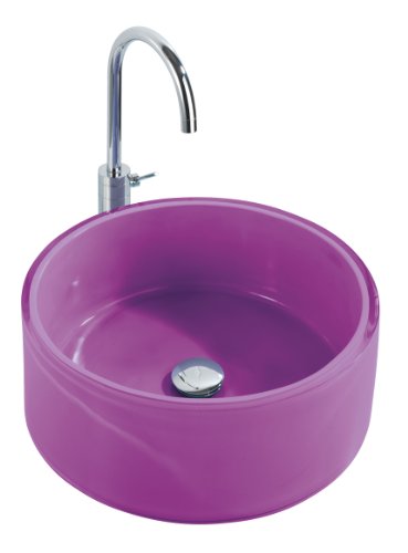 Wenko 18923100 Waschbecken Tropic Purple - mit Pop-Up Abfluss, Polyresin, Ø 43 x 16 cm, lila von WENKO