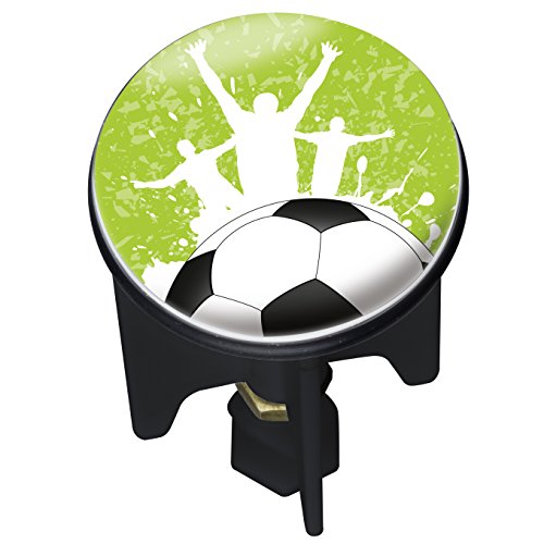 Wenko 21505100 Waschbeckenstöpsel Pluggy FUßBALL WM Winner Abfluss-Stopfen, Messing, Kunststoff, Durchmesser 3.9 x 6.5 - 9.5 cm, grün/weiß von WENKO