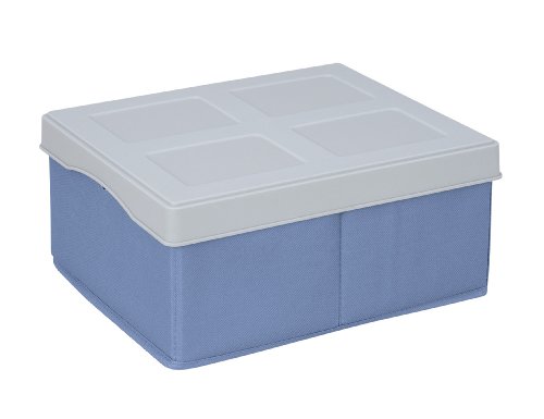 WENKO 2770011100 Aufbewahrungsbox Concept S - faltbar, Polyester, Kunststoff, 33 x 15 x 28 cm, blau-grau von WENKO