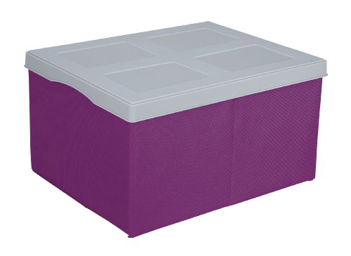 Wenko 2770023100 Aufbewahrungsbox Concept L - faltbar, Polyester, Kunststoff, 50 x 28 x 40 cm, Beere-grau von WENKO