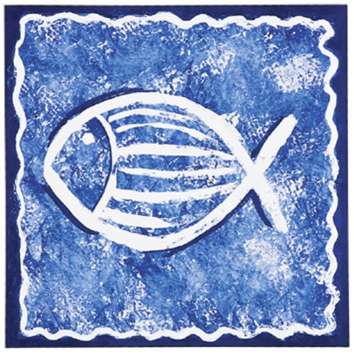 Wenko Kacheldekor selbstklebend und abwaschbar, Kunststoff 14,8 x 14,8 cm Set von 10 Blue Fish von WENKO