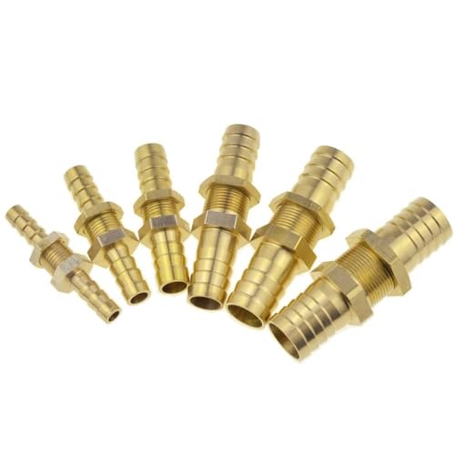 T-Stück Y-Typ 3/4-Wege-Messing-Schlauchanschluss Fitting Hulling Fitting 4 6 8 10 12 19 mm 25 mm Rückschlauchadapter, gerade Schottwand, 16 mm Widerhaken von WENLIXIA