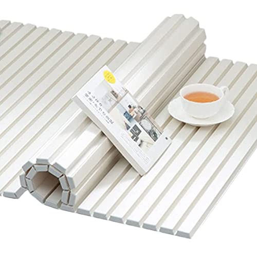 WENNEWU Staubdichte Badewannenabdeckung, Faltbares Badewannentablett Mit Rollladendeckel, Isolierabdeckung Badewannenregal FüR Spa, Bad Und Dusche, 1,2 cm Dicke,Weiß,80x180x0.6cm von WENNEWU