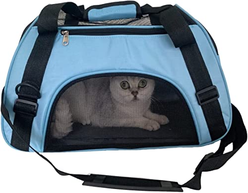 WENNEWU Transportbox FüR Katzen Und Hunde, Von Fluggesellschaften Zugelassene Transportboxen FüR Katzen, Geeignet FüR Reisen, Wandern Und Outdoor-Einsatz,Blau,Medium von WENNEWU