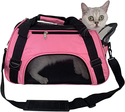 WENNEWU Transportbox FüR Katzen Und Hunde, Von Fluggesellschaften Zugelassene Transportboxen FüR Katzen, Geeignet FüR Reisen, Wandern Und Outdoor-Einsatz,Rosa,Small von WENNEWU