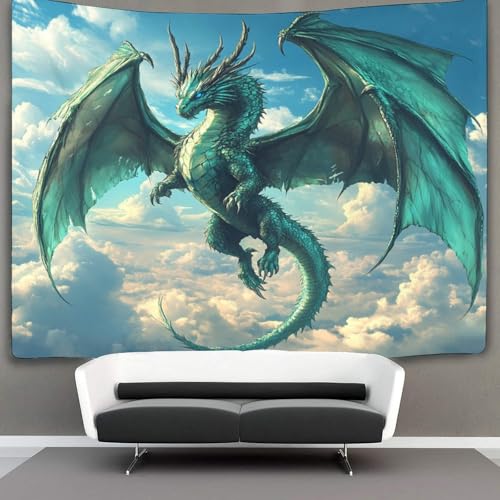 WENNUAN Flying in The Himmel Tapisserie Drache Wandteppich Wandbehang Für Schlafzimmer Wohnzimmer Schlafsaal 150cmx200cm von WENNUAN