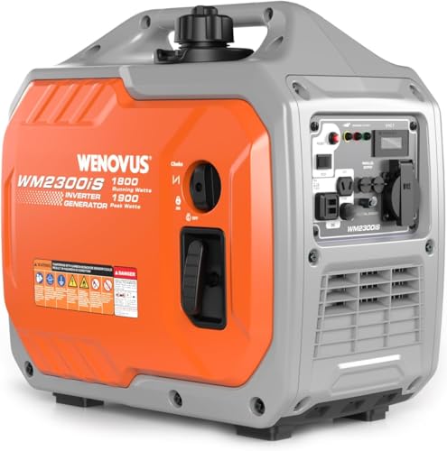 WENOVUS Inverter Stromerzeuger 1900W Leise und Tragbar Benzin 2 USB und 2 230V Steckdosen für den Heimgebrauch, Notstromaggregat Backup Stromausfälle für Camping Wohnwagen Garage Baustelle WENOVUS Inverter Stromerzeuger 1900W Leise und Tragbar Benzin 2 USB und 2 230V Steckdosen für den Heimgebrauch, Notstromaggregat Backup Stromausfälle für Camping Wohnwagen Garage Baustelle von WENOVUS