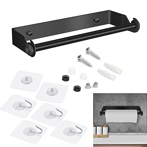WENRERO Papierrollenhalter Selbstklebend, Rollenhalter Wandmontierter Küchenrollenhalter ohne Bohren 28 * 10 * 3.5cm mit 5 Stück Aufkleber Schwarz Edelstahl Rollenhalter unter dem Tisch für Küche WENRERO Papierrollenhalter Selbstklebend, Rollenhalter Wandmontierter Küchenrollenhalter ohne Bohren 28 * 10 * 3.5cm mit 5 Stück Aufkleber Schwarz Edelstahl Rollenhalter unter dem Tisch für Küche von WENRERO