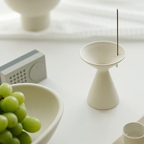 Keramischer Räucherstäbchenhalter mit Aschefänger, in Form Einer Sanduhr, geeignet für Räucherwerk, Yoga-Entspannung und Meditation von WENSHUO