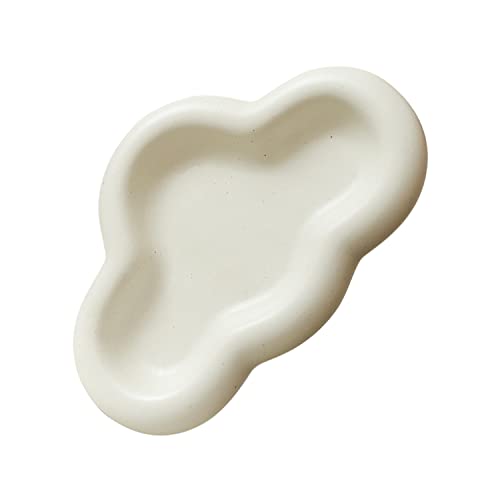 WENSHUO Chubby Jewelry Tray, wolkenförmige keramikplatte, dessertplatte, dekorationsplatte, obstplatte, cute cloud trinket dish, Matte Crème von WENSHUO