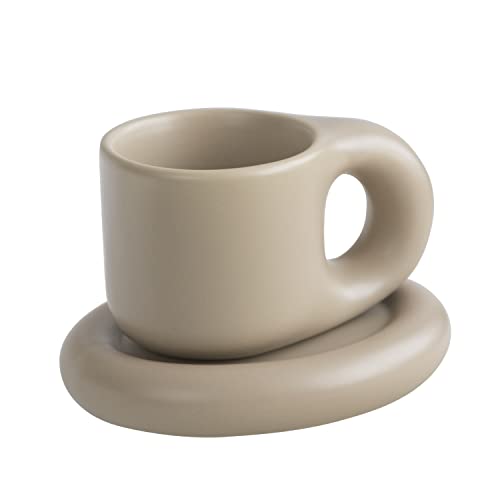 WENSHUO Chubby cute tasse & untertasse set, keramik tassen set, kaffeetassen set, espressotasse, 9 unzen für latte tee milch, kaffeetasse von WENSHUO