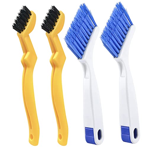 WENSTIER Kleine Mehrzweck-Reinigungsbürsten für enge enge Räume, kleines Scheuerbürsten-Set zum Schrubben, Reinigen, Küche, Waschbecken, Badezimmer, Dusche, Ecken, Haushalt, 4 Stück von WENSTIER