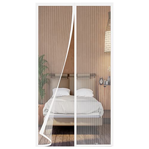 Magnet Fliegengitter Balkontür 85x210 cm, Verschiedene Größen, Aktualisierte Version, Fliegengitter Tür Ist Ideal Für Die Balkontür, Kellertür und Terrassentür, ohne Bohren, Weiß von WENT
