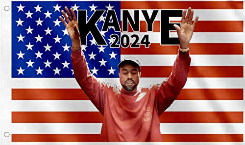 WENWELL Kanye 2024 Flagge, Wandteppich, 90 x 152 cm, USA-Flagge für Innen- und Außenbereich, robustes Polyestergewebe, UV-beständig, für Partys, Sportveranstaltungen, Festivals, rot/weiß/blau von WENWELL