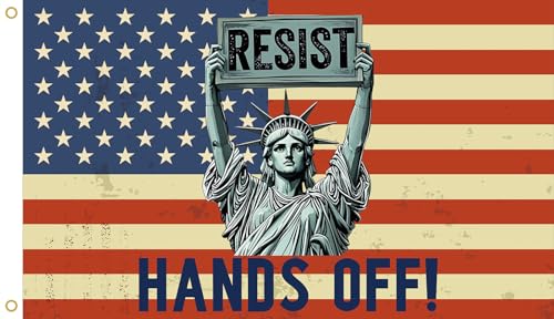 WENWELL Tapisserie "Hands Off Protest", amerikanische Flagge, Freiheitsstatue, 90 x 150 cm, Polyester mit Ösen von WENWELL