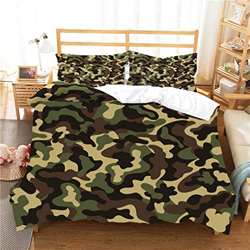 WENYA Schwarz Weiß Gelb Grün Bettwäsche-Set Camouflage Leopard Zebra Kühe Bettbezug und Kissenbezug Mikrofaser Kind Junge Mädchen (Stil 1, 135x200 cm + 80x80 cm*1) von WENYA