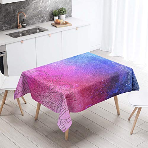 WENYA Tischdecke Mandala Vintage Exotisch Nation Stil Rosa Braun Lila Schwarz Wasserdicht Abwaschba Camping Outdoor Garten Geburtstag Indoor Couchtisch Unterlage rutschfest (B, 100x140 cm) von WENYA