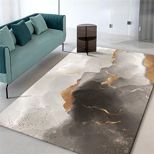 WENYAPJYC Modernes Wohnzimmer Rechteck Teppiche Marmor Blau Weiß Braun Grau Grün Gold Schlafzimmer Küche rutschfest Waschbar (Farbe 3, 80x120 cm) von WENYAPJYC