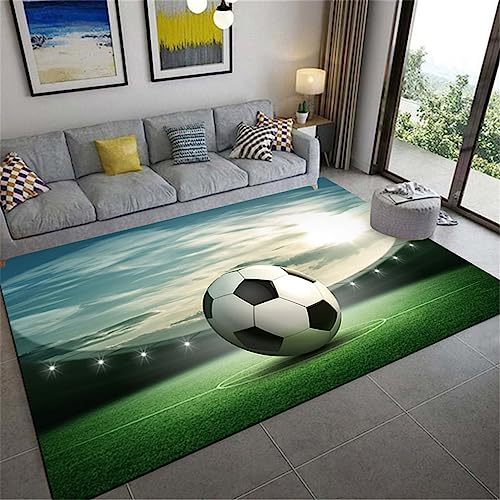 WENYAPJYC Schwarz Grün 3D Teppich Fußball Muster Junge Jugendlich Mädchen Zimmer Dekorationen Wohnzimmer Schlafzimmer rutschfest Waschbar (Farbe 1, 40x60 cm) von WENYAPJYC