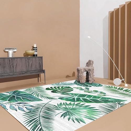 WENYAPJYC Tropisch Dschungel Grün Blätter Teppiche Quadratisch Modernes Wohnzimmer Zimmer Schlafzimmer Küche Antirutsch Waschbar (Farbe 2, 100x150 cm) von WENYAPJYC