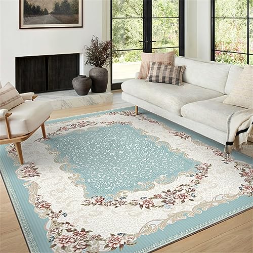WENYAPJYC Vintage Ethnic Boho Wohnzimmer Rechteck Teppiche Beige Gelb Rosa Blau Schlafzimmer Zimmer Küche rutschfest Waschbar (Farbe 2, 120x180 cm) von WENYAPJYC