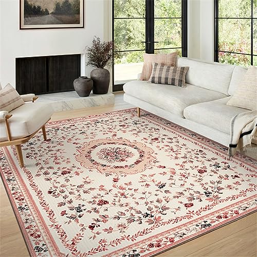 WENYAPJYC Vintage Ethnic Boho Wohnzimmer Rechteck Teppiche Beige Gelb Rosa Blau Schlafzimmer Zimmer Küche rutschfest Waschbar (Farbe 3, 120x180 cm) von WENYAPJYC