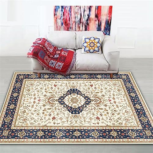 WENYAPJYC Vintage Perser Ethnischer Stil Wohnzimmer Quadratisch Teppich Grün Rot Beige Bunt Gemustert Bedruckt Antirutsch Waschbar Zimmer Schlafzimmer (Farbe 3, 40x60 cm) von WENYAPJYC